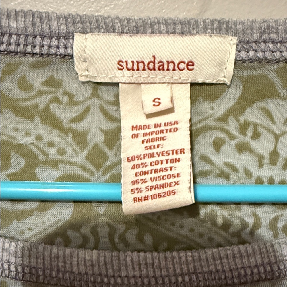 Sundance Olive and Gray Long Sleeve Top Small - Picture 2 of 8